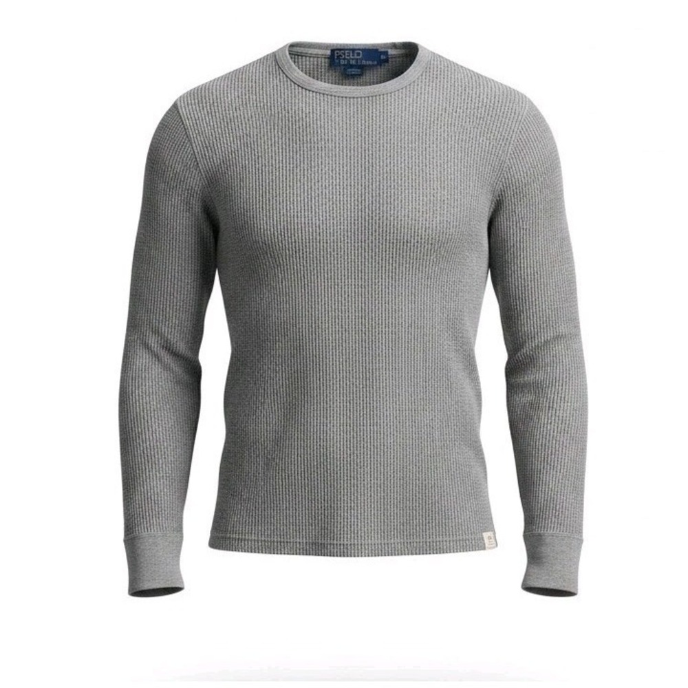 Polo Ralph Lauren Waffle Knit Thermal Shirt Mens XL Gray Long Sleeve Crewneck